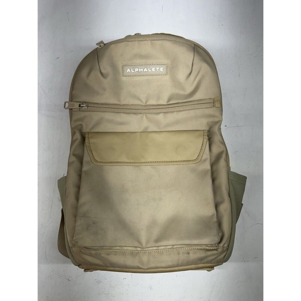 Alphalete Core Beige Backpack Zip Closure Inner & Outer Pockets Travel Casual